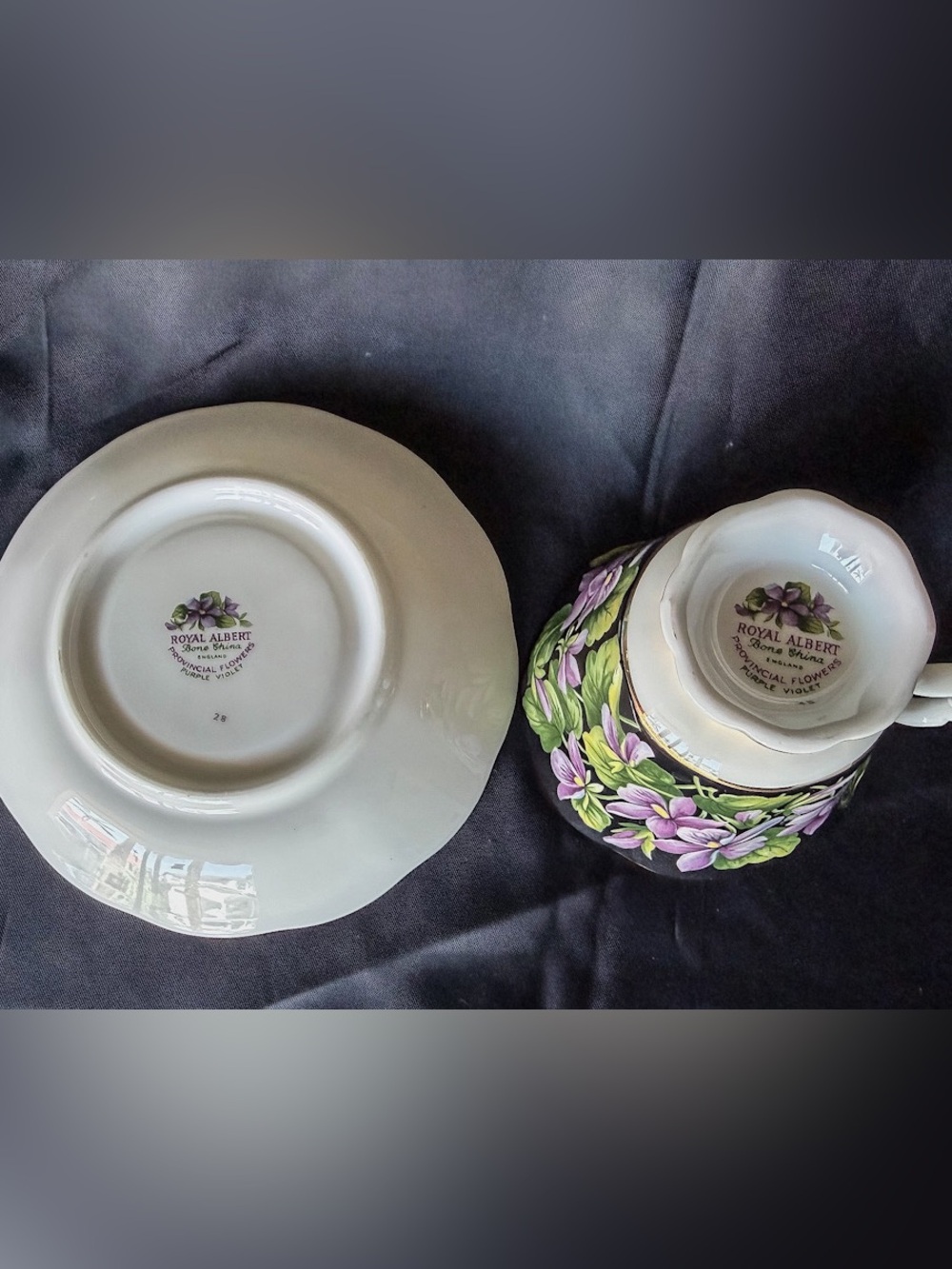 Royal Albert Bone China Cup & Saucer. Purple Violet. - Picture 5 of 5